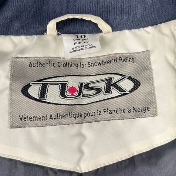 Tusk Vintage Snowboard Jacket Women's Size 10 White Blue Zip  Y2K Ski #944-80J - Picture 3 of 16
